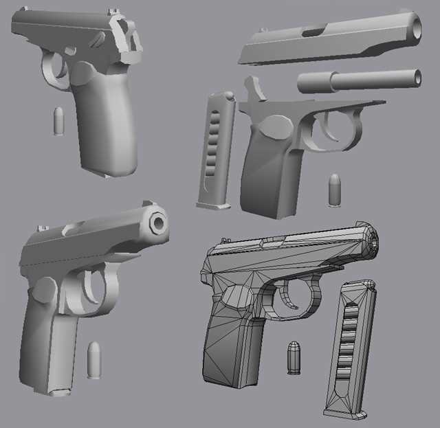 Скачать 3D модели пистолета Макарова 22 кал. для печати
